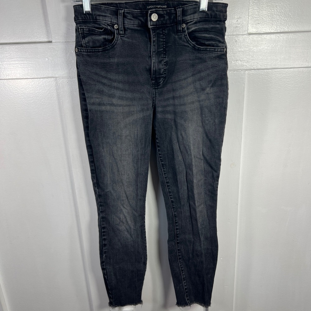Lucky‎ Brand Womens Jeans Black Wash Ankle Raw Hem Size 8 29